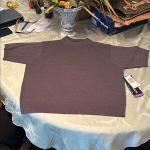 Grey Short Sleeve Sweater Sag Harbor size L NWT